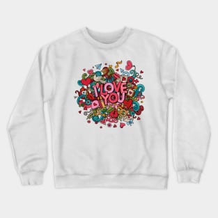 Cute Fun Colorful Heart Doodle Art Love - valentines day Crewneck Sweatshirt